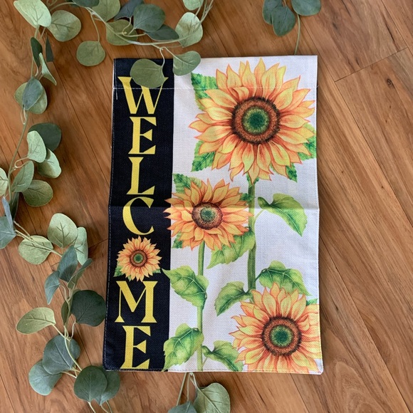 ~🌻Welcome Spring Summer Burlap Garden Flag Sunflower~ - Picture 3 of 6